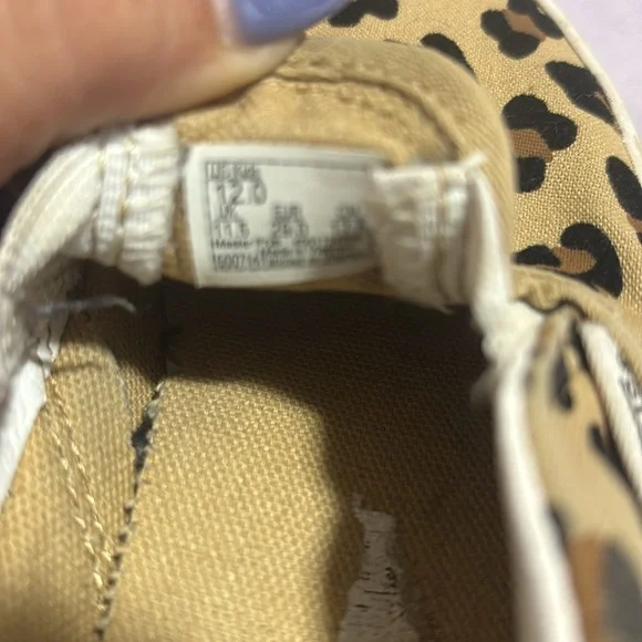 Cheetah print Vans. Little girls size 12. Almost new Worn a handful of times. - Picture 4 of 4